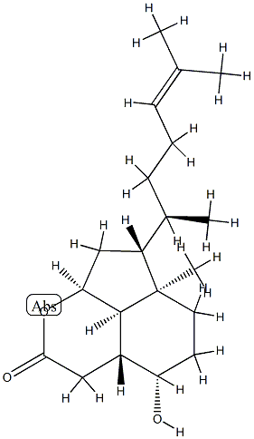 (3aR,8aβ,8bβ)-7β-[(R)-1,5-Dimethyl-4-hexenyl]decahydro-4β-hydroxy-6aβ-methyl-2H-cyclopenta[ij][2]benzopyran-2-one 结构式