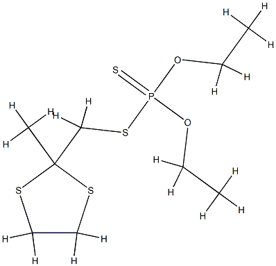 Phosphorodithioic acid O,O-diethyl=S-[(2-methyl-1,3-dithiolan-2-yl)methyl] ester Structure