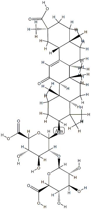 3β-[[2-O-(β-D-グルコピラヌロノシル)-β-D-グルコピラヌロノシル]オキシ]-11-オキソオレアナ-12-エン-30-酸 化学構造式