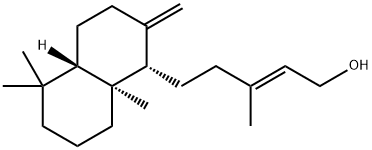 (13E)-ラブダ-8(17),13-ジエン-15-オール 化学構造式