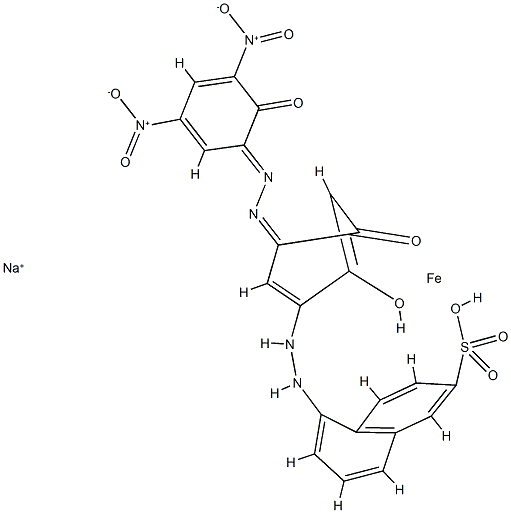 5-［2，4-ジヒドロキシ-5-（2-ヒドロキシ-3，5-ジニトロフェニルアゾ）フェニルアゾ］-2-ナフタレンスルホン酸の1：1型鉄（II）錯塩のナトリウム塩 化学構造式