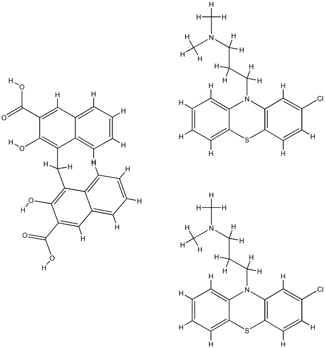 4,4'-methylenebis[3-hydroxy-2-naphthoic] acid, compound with 2-chloro-N,N-dimethyl-10H-phenothiazine-10-propylamine (1:2)  Struktur