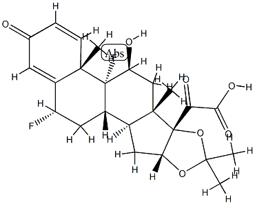 (6ALPHA,11BETA,16ALPHA,17ALPHA)-6,9-二氟-11-羟基-16,17-[(1-甲基亚乙基)二(氧基)]-3,20-二氧代孕甾-1,4-二烯-21-酸 结构式