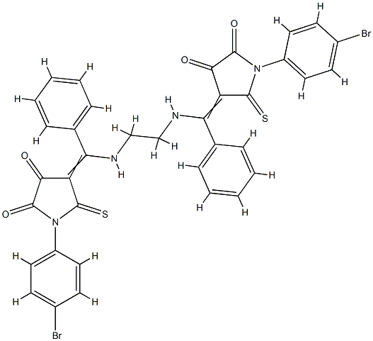 (4E)-1-(4-bromophenyl)-4-[[2-[[(E)-[1-(4-bromophenyl)-4,5-dioxo-2-sulf anylidene-pyrrolidin-3-ylidene]-phenyl-methyl]amino]ethylamino]-phenyl -methylidene]-5-sulfanylidene-pyrrolidine-2,3-dione Struktur