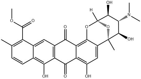 (2R)-4α-(Dimethylamino)-3,4,5,6,9,16-hexahydro-3β,5β,8,10-tetrahydroxy-6,13-dimethyl-9,16-dioxo-2α,6α-epoxy-2H-naphthaceno[1,2-b]oxocin-14-carboxylic acid methyl ester Struktur