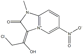 3-(Chloroacetyl)-2-oxylato-1-methyl-6-nitroimidazo[1,2-a]pyridin-4-ium 结构式