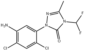 2-(5-amino-2,4-dichlorophenyl)-4-(difluoromethyl)-2,4-dihydro-5-methyl-3H-1,2,4-triazol-3-one) Struktur