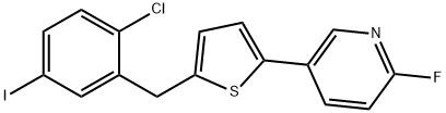 2-(2-氯-5-碘苯甲基)-5-(3-(6-氟吡啶)基)噻吩 结构式