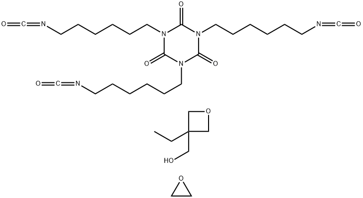1,3,5-Triazine-2,4,6(1H,3H,5H)-trione, 1,3,5-tris(6-isocyanatohexyl)-, polymer with 3-ethyl-3-oxetanemethanol and oxirane Structure