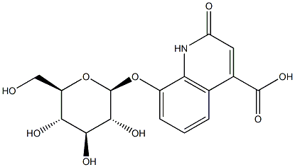 8-(β-D-グルコピラノシルオキシ)-1,2-ジヒドロ-2-オキソ-4-キノリンカルボン酸 化学構造式
