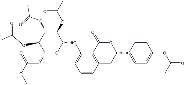 (3S)-绣球酚 8-O-葡萄糖甙五乙酸酯 结构式