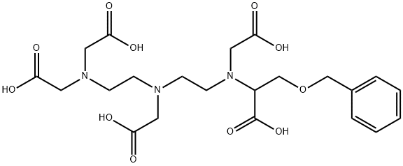 8-カルボキシ-8-(ベンジルオキシメチル)-1,4,7-トリアザオクタン-1,1,4,7-四酢酸 化学構造式