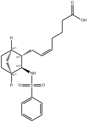 rac-(5Z)-7-[(1β*,2β*,3α*,4β*)-3-[(フェニルスルホニル)アミノ]ビシクロ[2.2.1]ヘプタン-2-イル]-5-ヘプテン酸 化学構造式