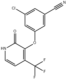 3-氯-5-[[2-氧代-4-(三氟甲基)-1,2-二氢吡啶-3-基]氧基]苯腈, 1155846-86-8, 结构式