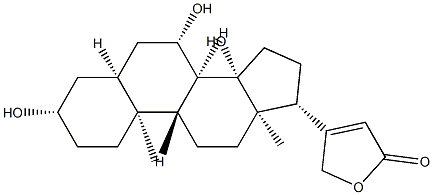 3β,7β,14-トリヒドロキシ-5β-カルダ-20(22)-エノリド 化学構造式