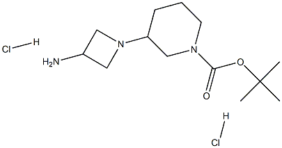 3-(3-氨基氮杂环丁烷-1-基)哌啶-1-羧酸二盐酸盐叔丁酯 结构式