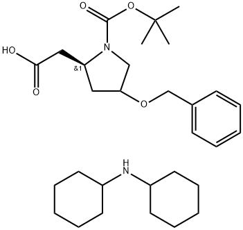 二环己胺与2-[(2S)-4-(苄氧基)-1-BOC-2-吡咯烷基]乙酸的混合物(1:1) 结构式
