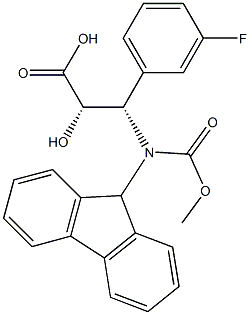 (2S,3S)-3-((((9H-芴-9-基)甲氧基)羰基)氨基)-3-(3-氟苯基)-2-羟基丙酸, 1217603-27-4, 结构式