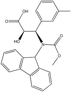 (2R,3R)-3-((((9H-芴-9-基)甲氧基)羰基)氨基)-2-羟基-3-(间甲苯基)丙酸, 1217663-73-4, 结构式