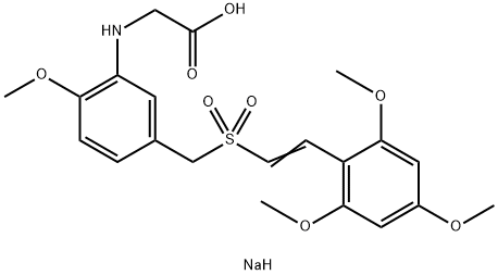 N-[2-甲氧基-5-[[[2-(2,4,6-三甲氧基苯基)乙烯基]磺酰]甲基]苯基]甘氨酸钠盐 结构式