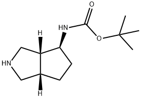 tert-butyl (3aR,4S,6aS)-octahydrocyclopenta[c]pyrrol-4-ylcarbaMate coMpound with tert-butyl (3aS,4R,6aR)-octahydrocyclopenta[c]pyrrol-4-ylcarbaMate (1:1) Struktur