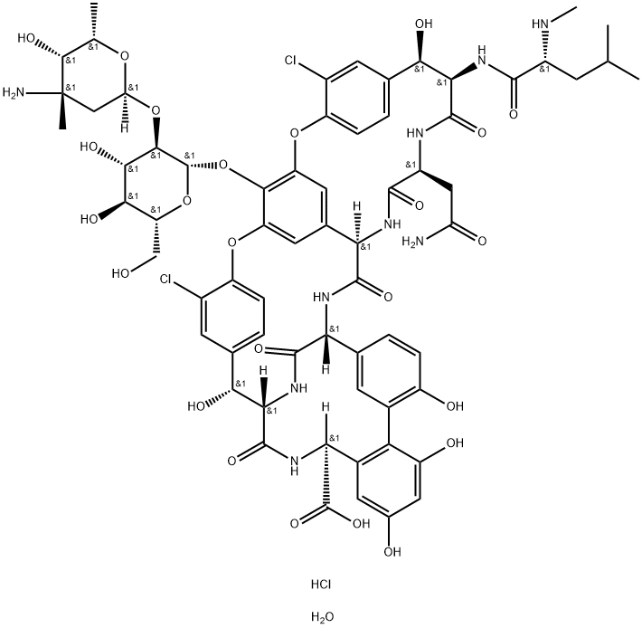 水合盐酸万古霉素, 123409-00-7, 结构式