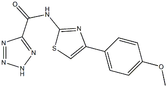 N-[2-(4-メトキシフェニル)チアゾール-4-イル]-1H-テトラゾール-5-カルボアミド 化学構造式
