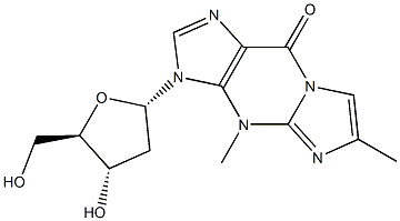 3-(2-デオキシ-β-D-erythro-ペントフラノシル)-3,4-ジヒドロ-4,6-ジメチル-9H-イミダゾ[1,2-a]プリン-9-オン 化学構造式
