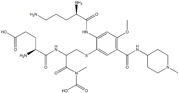 Glycine, N-(S-(2-((2,5-diamino-1-oxopentyl)amino)-4-methoxy-5-(((1-met hyl-4-piperidinyl)amino)carbonyl)phenyl)-N-L-gamma-glutamyl-L-cysteiny l)-, (S)- Structure