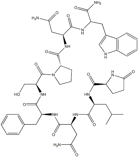 (2S)-N-[(1S)-1-[[(2S)-1-[(2S)-2-[[(1S)-2-carbamoyl-1-[[(1S)-1-carbamoy l-2-(1H-indol-3-yl)ethyl]carbamoyl]ethyl]carbamoyl]pyrrolidin-1-yl]-3- hydroxy-1-oxo-propan-2-yl]carbamoyl]-2-phenyl-ethyl]-2-[[(2S)-4-methyl -2-[[(2S)-5-oxopyrrolidine-2-carbonyl]amino]pentanoyl]amino]butanediam ide Structure