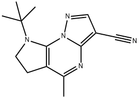 8-tert-butyl-6,7-dihydropyrrolo(3,2-e)-5-methylpyrazolo(1,5-a)pyrimidine-3-carbonitrile Struktur