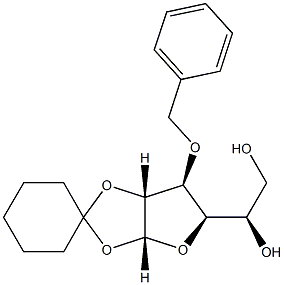 3-O-ベンジル-1-O,2-O-シクロヘキシリデン-α-D-グルコフラノース 化学構造式