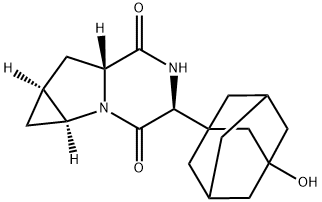 1H-Cyclopropa[4,5]pyrrolo[1,2-a]pyrazine-3,6-dione, hexahydro-4-(3-hydroxytricyclo[3.3.1.13,7]dec-1-yl)-, (1aS,4S,6aR,7aS)- Structure