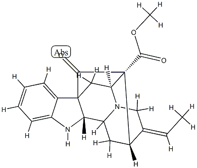 (19E)-19,20-ジデヒドロ-1-デメチル-17-オキソアジュマラン-16-カルボン酸メチル 化学構造式