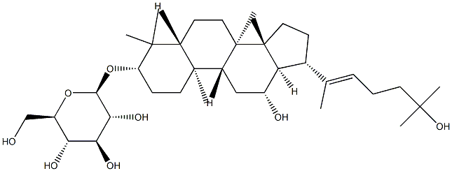 23-O-β-D-glucopyranosyl-3β,12β,25-trihydroxyl daMMar-(E)-20(22)-ene Structure