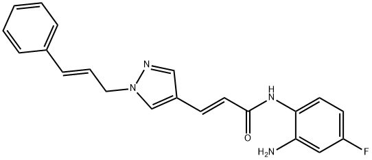 (2E)-N-(2-氨基-4-氟苯基)-3-[1-(3-苯基-2-丙烯-1-基)-1H-吡唑-4-基]-2-丙烯酰胺 结构式