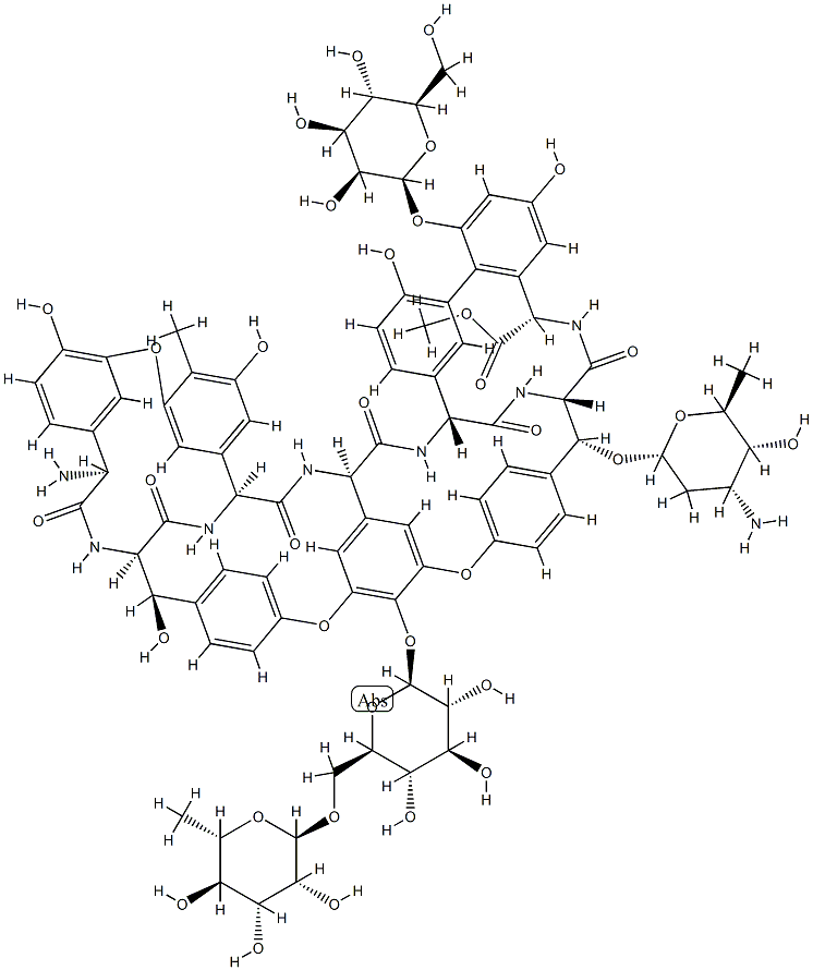 Ristomycin A, 2C-O-deO-.beta.-D-arabinopyranosyl-(12)-O-.alpha.-D-mannopyranosyl-(12)- Struktur