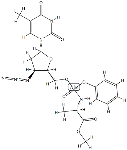 3'-azidothymidine-5'-(phenylmethoxyalanyl)phosphate Struktur