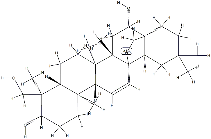 (4R)-13,28-Epoxyolean-11-ene-3β,16β,23-triol, 14356-59-3, 结构式