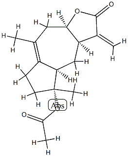 (3aR)-2,3,3aα,4,4aα,5,6,7,9,9aα-Decahydro-5α-acetyloxy-5,8-dimethyl-3-methyleneazuleno[6,5-b]furan-2-one 结构式