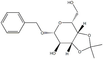 1-O-ベンジル-3-O,4-O-イソプロピリデン-β-D-ガラクトピラノース 化学構造式