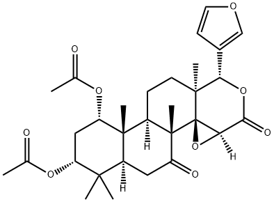(13α,14β,15β,17aα)-1α,3α-ジ(アセチルオキシ)-14,15:21,23-ジエポキシ-4,4,8-トリメチル-D-ホモ-24-ノル-17-オキサ-5α-コラ-20,22-ジエン-7,16-ジオン 化学構造式