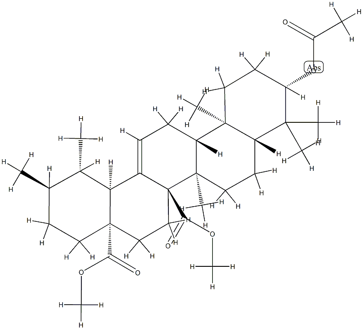 3β-アセチルオキシウルサ-12-エン-27,28-二酸ジメチル 化学構造式