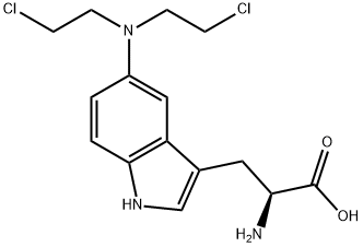 rac-(αR*)-5-[ビス(2-クロロエチル)アミノ]-α-アミノ-1H-インドール-2-プロピオン酸 化学構造式