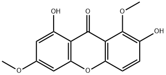 1,7-ジヒドロキシ-3,8-ジメトキシ-9H-キサンテン-9-オン 化学構造式