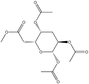 3-デオキシ-β-D-xylo-ヘキソピラノーステトラアセタート 化学構造式