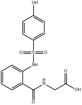 2-{[2-(4-ヒドロキシベンゼンスルホンアミド)フェニル]ホルムアミド}酢酸 化学構造式