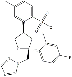 Toluene-4-sulfonic acid 5-(2,4-difluoro-phenyl)-5-[1,2,4]triazol-1-ylMethyl-tetrahydro-furan-3-ylMethyl Structure