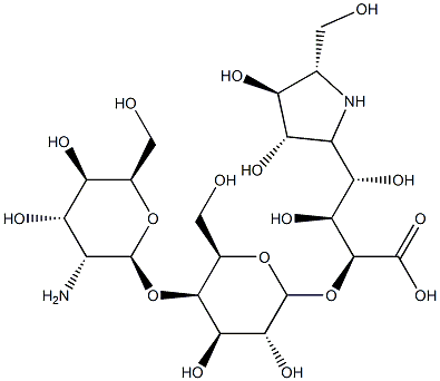 2-Pyrrolidinebutanoicacid, a-[[4-O-(2-amino-2-deoxy-b-D-gulopyranosyl)-a-D-galactopyranosyl]oxy]-b,g,3,4-tetrahydroxy-5-(hydroxymethyl)-, (aR,bS,gS,2S,3S,4S,5S)- (9CI) Structure
