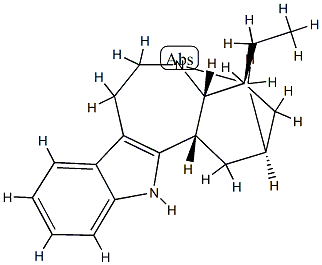 (2α,5β,6α,18β)-イボガミン 化学構造式